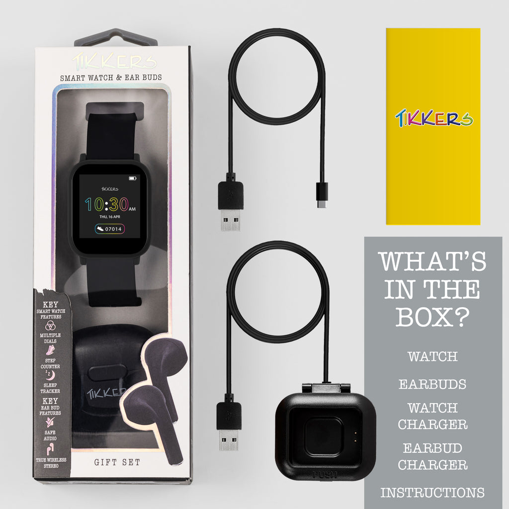 Tikkers Teen Series 10 Black smart Watch and Earbuds Set smart watch and ear bud set Tikkers   