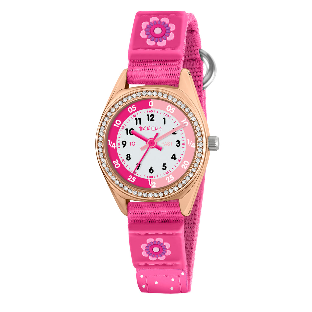 Tikkers Pink Flower Watch, Necklace and Purse Gift Set Watch and Jewellery Set Tikkers   