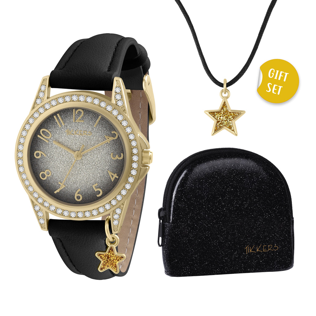 Tikkers Black Star Watch, Necklace and Purse Gift Set Watch and Jewellery Set Tikkers   