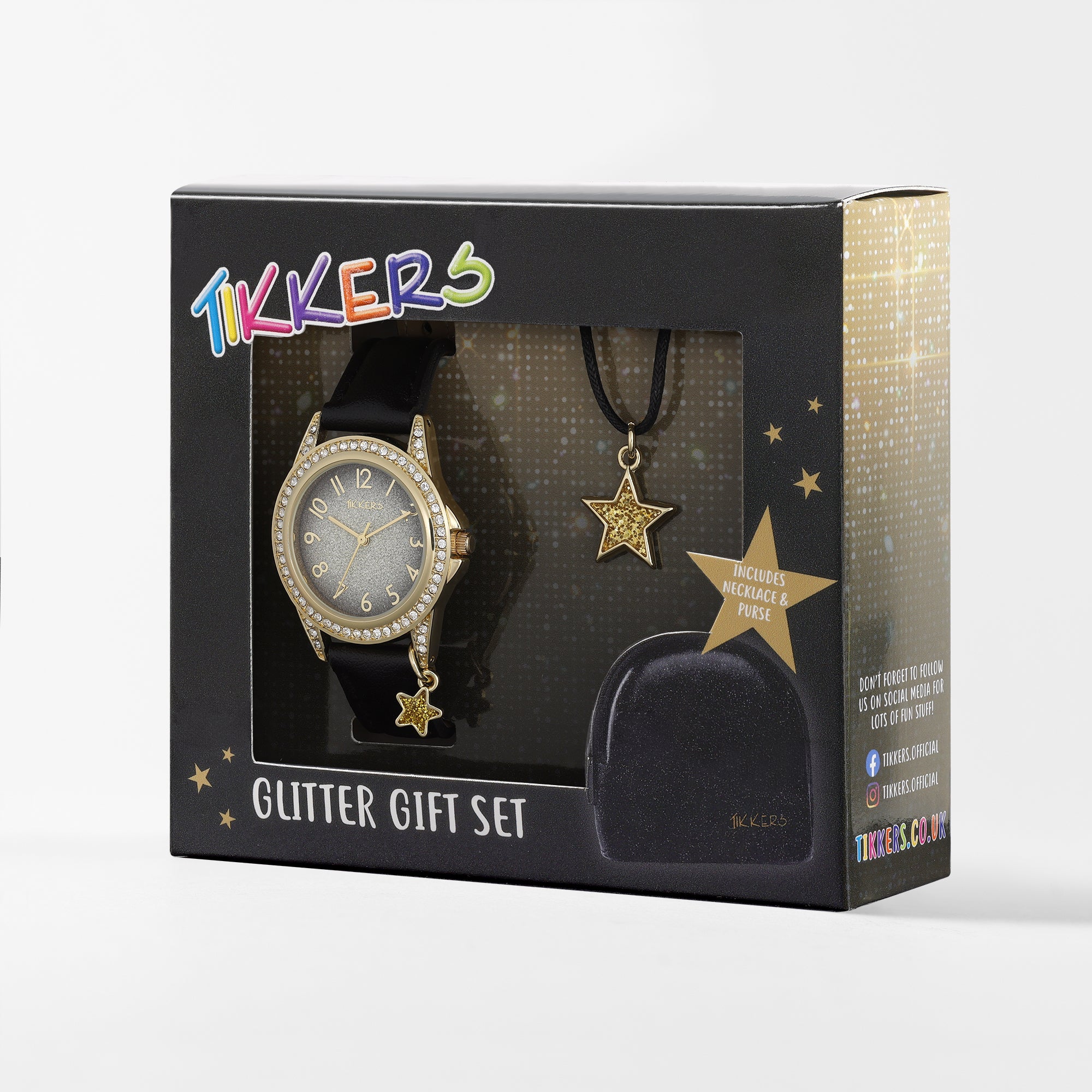 Tikkers Black Star Watch Necklace and Purse Gift Set