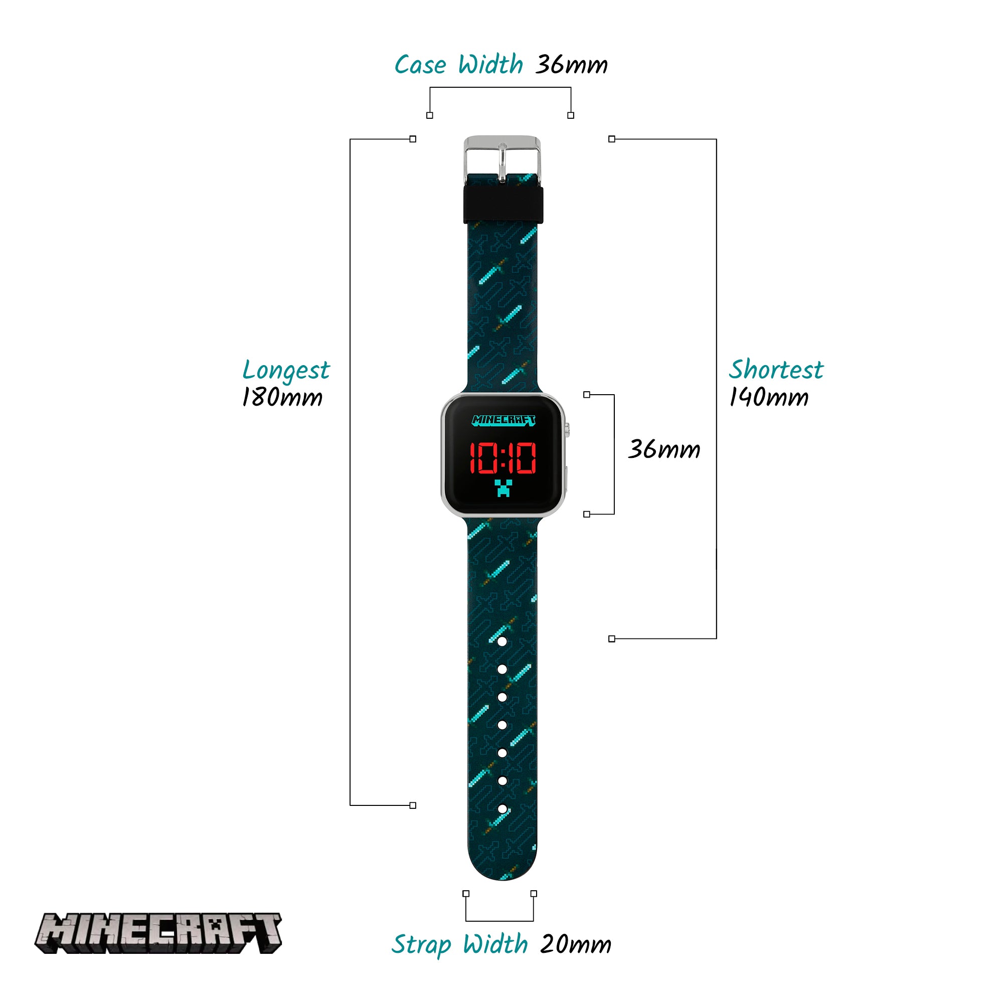 Minecraft Watch Designs Minecraft Black Printed Strap LED Watch – Tikkers