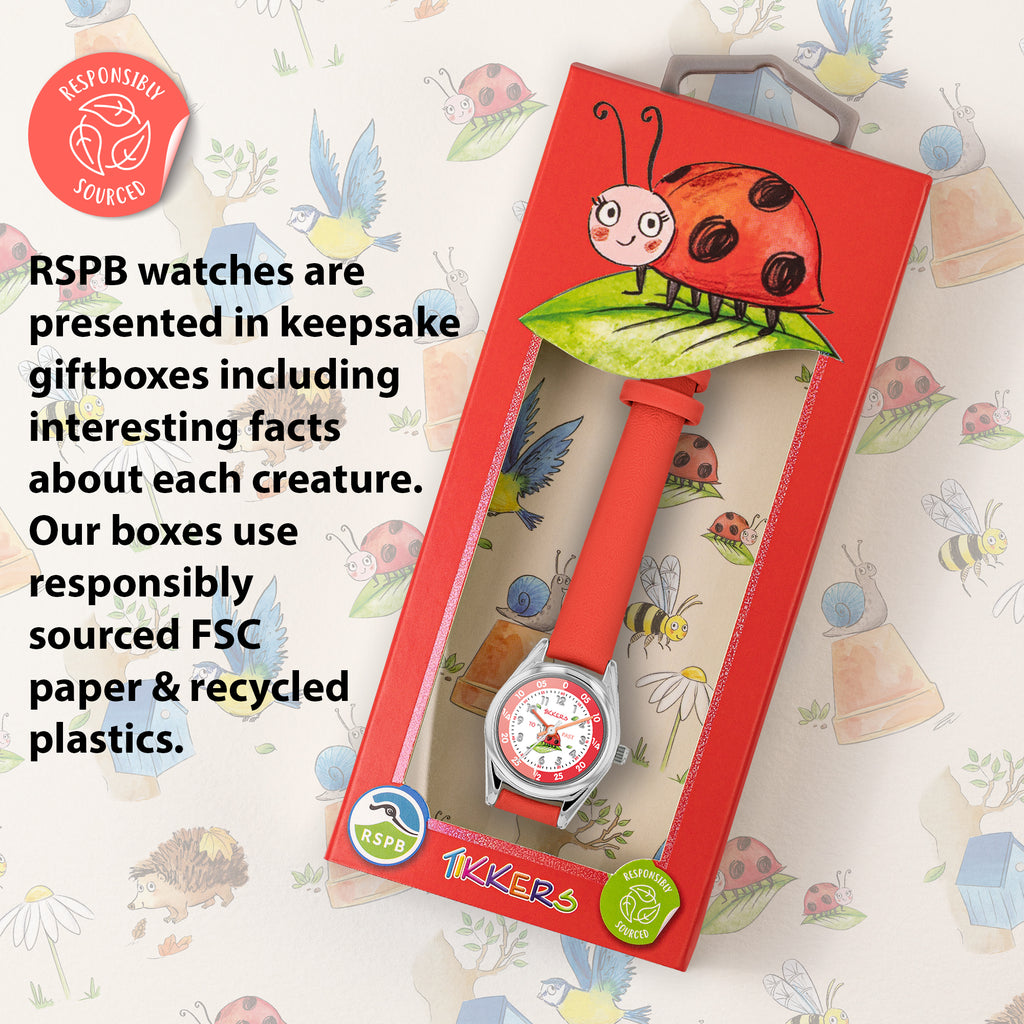 RSPB x Tikkers Ladybird Red Strap Kids Time Teacher Watch Watch Tikkers   