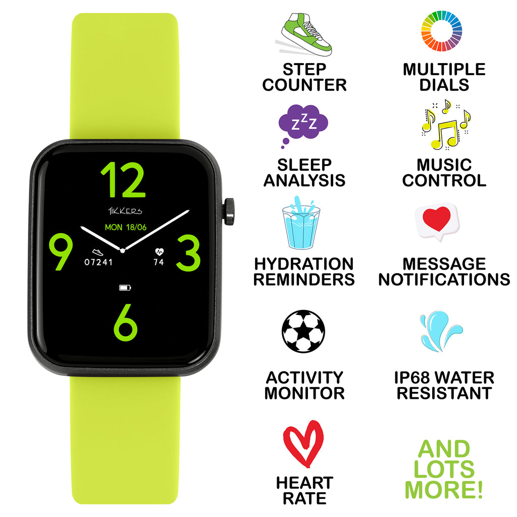 Tikkers Series 13 Green Silicone Strap Smart Watch smart watch Tikkers   
