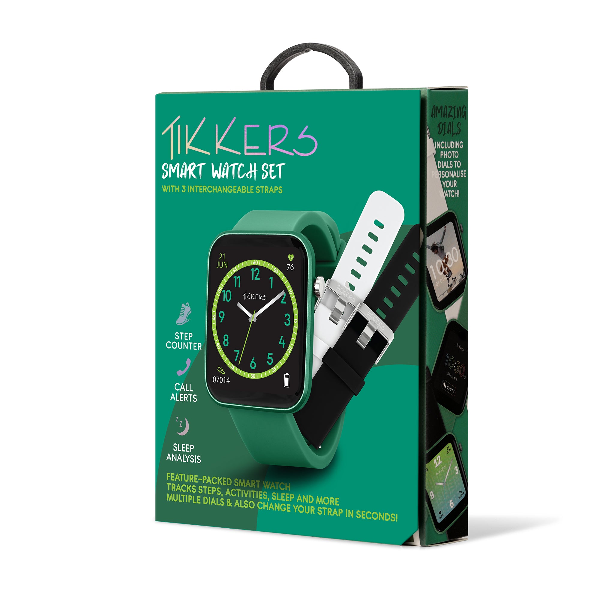 Tikkers Kids Series 13 Smart Watch met fitnesstracker, wekker, camera, GPS-aansluiting, hartslagmeter, stappenteller, touchscreen, limoengroene siliconen band Tikkers Kids Series 13 Smart Watch met fitnesstracker, wekker, camera, GPS-aansluiting, hartslagmeter, stappenteller, touchscreen, limoengroene siliconen band