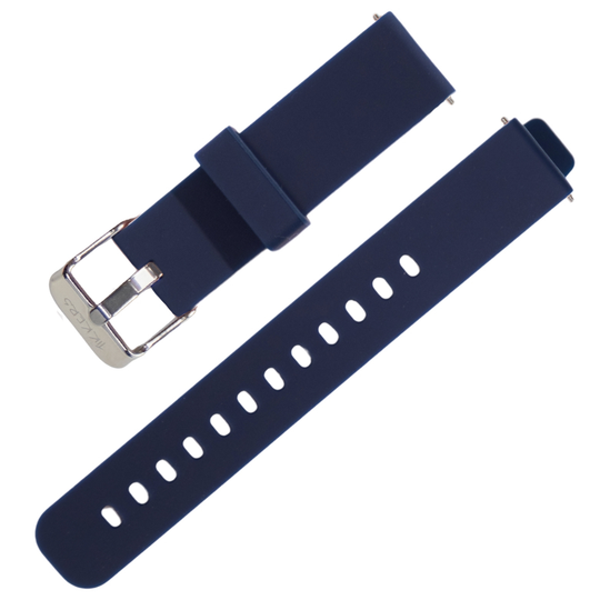 Tikkers Branded 16mm Navy Silicone Strap with Silver Buckle