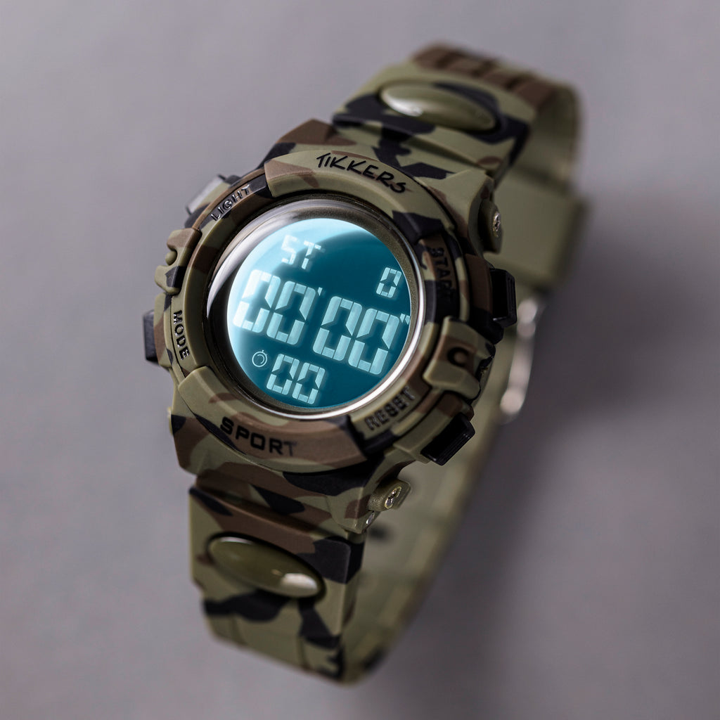 Tikkers Green Camo Light Up Digital Watch Watch Tikkers   