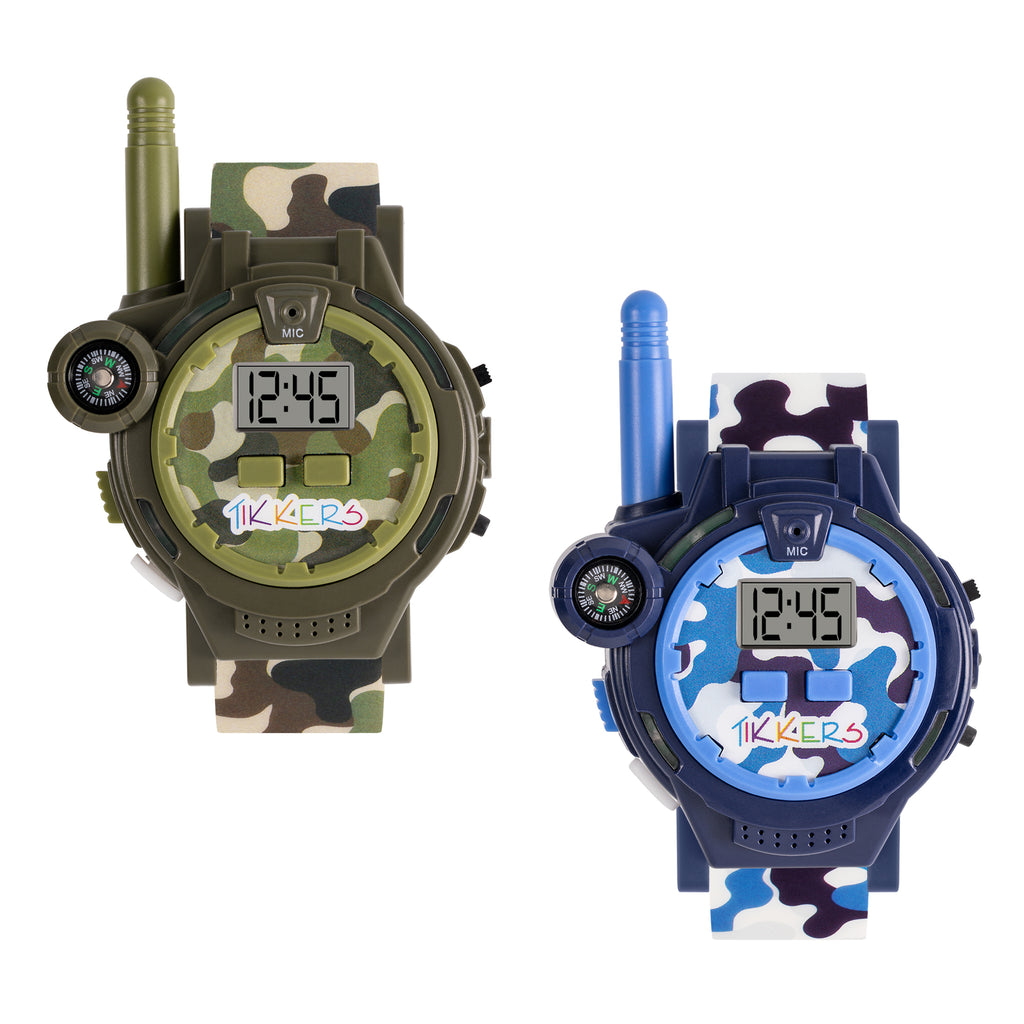 Tikkers Blue and Green Camo Boys Walkie Talkie Set walkie talkie watch Tikkers   