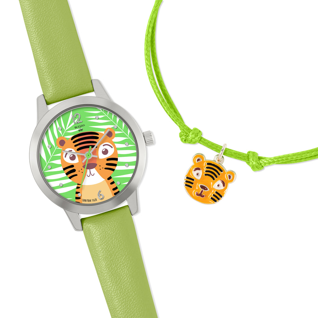 Tikkers x WWF - Tiger Dial Watch & Tiger Charm Bracelet Watch and Jewellery Set Tikkers   